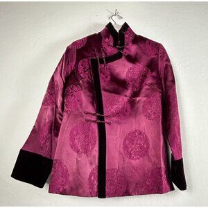 Ochi Women's Long Sleeve Kimono Oriental Jacket Traditional Chinese Purple Sz 14